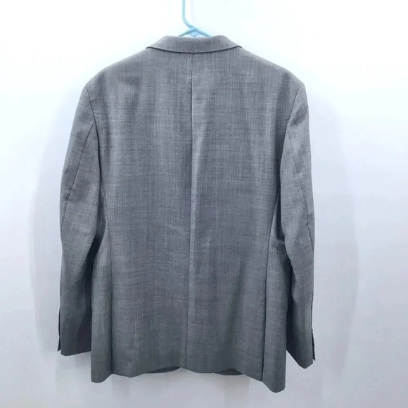 Men's Egara Suit Blazer 42 R Slim Fit 100% Wool Heather Gray Lined Vented - Picture 3 of 12